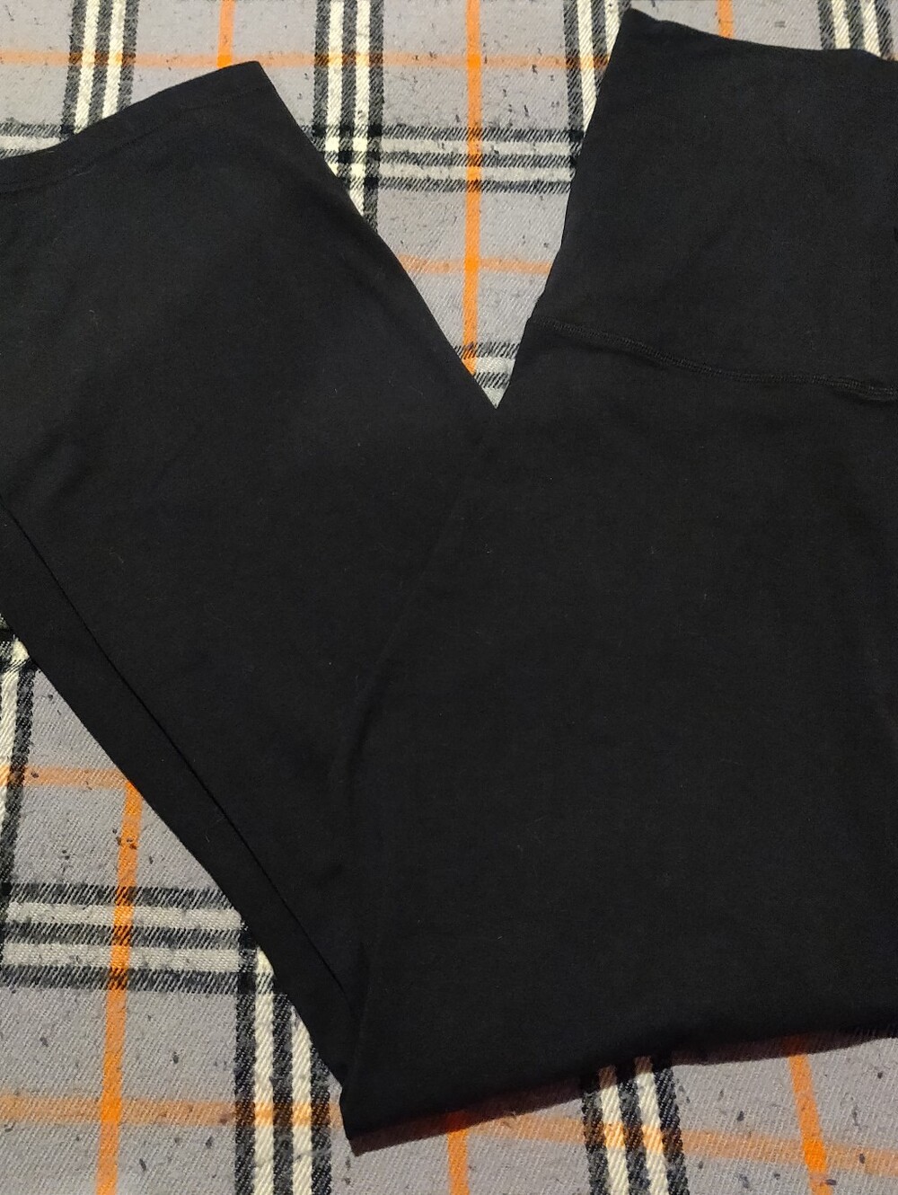 Women's Offline By Aerie Black Flare Leg Pants Size L High Fold over Waist